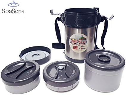 Lunch Box 3 Piece Bento Box-SpaSens®- 2L Capacity Large Lunch Set, 3 Compartments For Food Storage, Insulated For Fresher Food