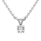 14K White Gold Round Solitaire Diamond Pendant (1/4 ctw, G-H/SI1-I2)