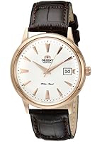 Orient Men's FER24002W0 Rose Gold-Tone Stainless Steel Watch with Brown Leather Band