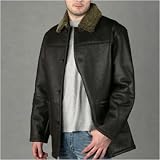 BGSD Men's Sheepskin Shearling Car Coat