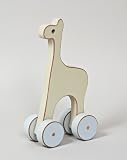 Pastel Toys White Giraffe on Wheels, Wooden Toy