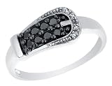 Black and White Diamond Buckle Ring 1/5 Carat (ctw) in White Gold