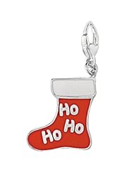 Sterling Silver ENAMEL HO HO HO CHRISTMAS STOCKING Charm