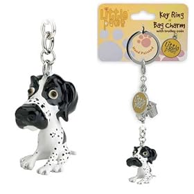 Little Paws Black & White Pointer Key Ring / Bag Charm