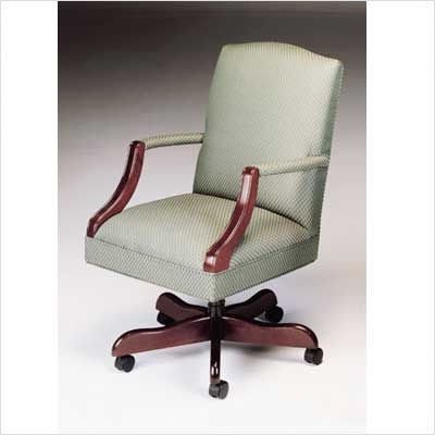 Value Traditional Martha Washington Swivel Finish: Windsor Cherry, Fabric: Cobblestone - Black