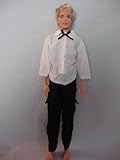 Doll Casual Clothing Set White Long-sleeve Shirt and Black Pants Made to Fit the Ken Doll