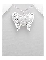 Angel Wings CZ Pendant Necklace In 92.5 Sterling Silver