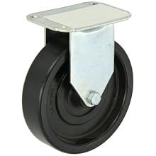 E.R. Wagner Plate Caster, Rigid, Polyolefin Wheel, Plain Bearing, 280 lbs Capacity, 5" Wheel Dia, 1-1/4" Wheel Width, 5-5/8" Mount Height