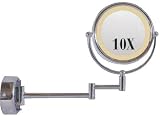 Rucci 10x Wall-mounted Light Mirror - Chrome Finish