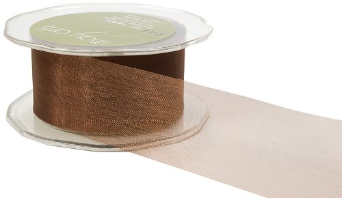 May Arts 3-Inch Wide Ribbon, Brown Sheer