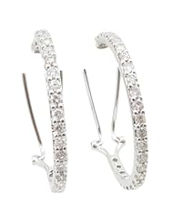Women 14k White Gold 0.99ctw diamond Hoop earring 32 27107B Size 3.94
