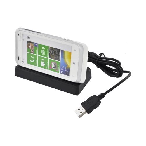 For HTC Radar 4G Black 2 in 1 Cradle Desktop Sync nCharge Phone Battery Charger
