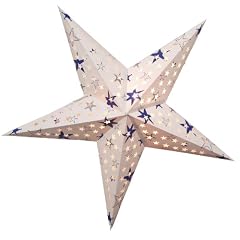 BRUBAKER Falt Weihnachtsstern 5 Zacken "Star Cutting" Wei� Silber 60 cm