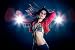 Wallmonkeys Peel and Stick Wall Decals - Young Sexy Dancing Woman, with Flashes on Background - Removable Graphic