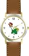 Red and Yellow Rose Flowers - WATCHBUDDY&reg; DELUXE TWO-TONE THEME WATCH - Arabic Numbers - Brown Leather Strap-Children's Size-Small ( Boy's Size & Girl's Size )