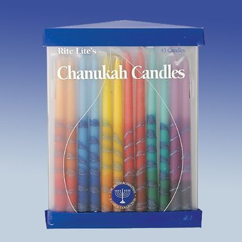 Rite Lite Judaica Premium Chanukah Candles Hand Crafted Rainbow colored. Box of 45