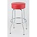 4 Bar Stools, Red Vinyl Seat, Single Ring Chrome Frame, Knocked-Down