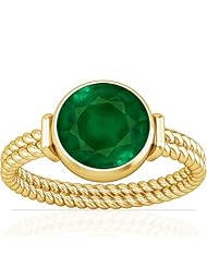 14K Yellow Gold Round Cut Emerald Solitaire Ring