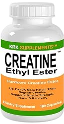 Creatine Ethyl Ester HCL 180 Capsules CE2 Build Muscle 1200mg serving KRK SUPPLEMENTS