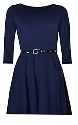 Elastane/Jersey/Viscose Peplum Belted Skater Dress 