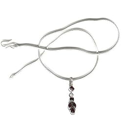Sterling Silver Garnet Gemstone Pendant with Chain 1.75 Inches