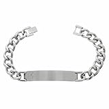 Men's Stainless Steel ID Bracelet with Diamond Cross, 8.75