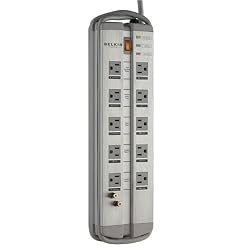 Belkin PureAV 10-Outlet Isolator Home Theater Surge Protector - Gray / Silver