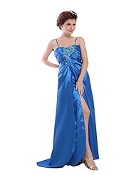 Strapless Spaghetti Strap Floor Length Slit Charmeuse Evening Dress 