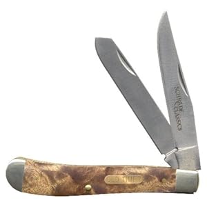 Schrade Gunstock Trapper 3 7/8 Inch Closed 2 Blade California Clip&Spey Desert Iron Wood Hadle