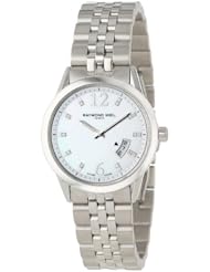 Raymond Weil Womens 5670-ST-05985 Freelancer Date Steel Mother-Of-Pearl Dial Watch