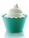 Glitter Sea Green Shimmering Cupcake Wrapper - Set of 12 - Sparkly Wrap for Fancy, Unique Cupcakes