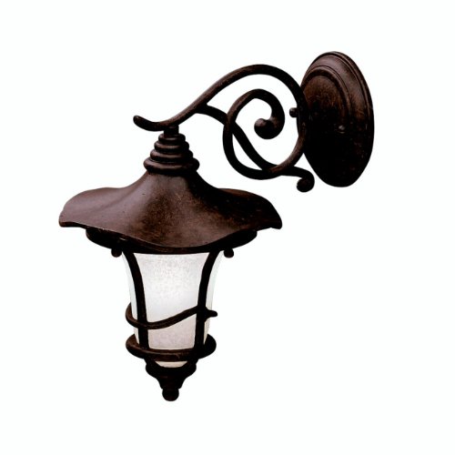 Kichler Lighting Kichler 9352AGZ Cotswold 1-Light Outdoor Wall Lantern, Aged Bronze with Weathered White Glass