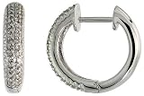 14k White Gold 5/8 (15mm) tall Huggie Earrings, w/ 0.30 Carat Round Brilliant Diamonds