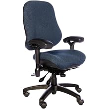 BodyBilt J2507x Blue Fabric High Back Task Ergonomic Chair with Arms, 22" Length x 21.50" Width Backrest, 21" Width Seat, Grade 3 Comfortek