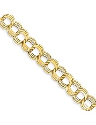 14k Lite 11mm Triple Link Charm Bracelet, Best Quality Free Gift Box Satisfaction Guaranteed