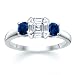 1.00 CT ASSCHER DIAMOND W ROUND BLUE SAPPHIRE RING 18K