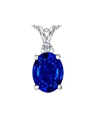 Original Star K (tm) Large 14x10mm Oval Created Sapphire Pendant in 925 Sterling Silver