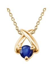 0.36 Ct Round Blue SI1/SI2 Sapphire 14K Yellow Gold Pendant