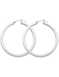 3mm, 14K White Gold Square Tube Hoop Earrings, 45mm (1 3/4")