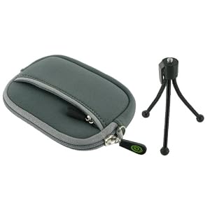 Neoprene Sleeve Case (Grey) and Spider Tripod for Casio EX-Z550 14.1MP Digital Camera Silver