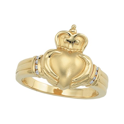 14k yellow gold 005 ct diamond claddagh mens ring more detail click!
