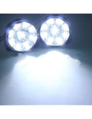 Lighting: LEMONBEST 2 x Super Bright Cool White Round Vehicle LED Daytime Running Light 9 Led 12v DC Car Charger Driving DRL Fog Lamp - Lemonbest led