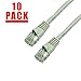 GRANDMAX CAT6 10FT Gray RJ45, 550MHz, UTP Ethernet Network Patch Cable Snagless/Molded Bubble Boot, 10 Pack