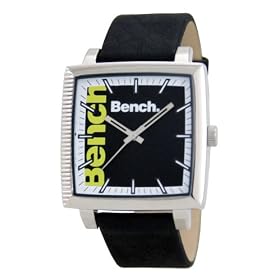 Bench Gents Black Patterned Dial Watch With Black Strap
