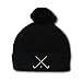Speedy Pros Field Hockey Embroidery Embroidered Pom Pom Beanie Skully Hat Cap Black