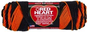 Red Heart E797.0972 Team Spirit Yarn, Orange/Black