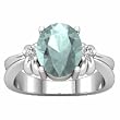 14K White Gold Aquamarine and Diamond Ring