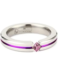 Womens Grey Titanium Princess-Cut Rhodolite Garnet with Garnet Anodized Channel