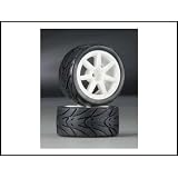 Team Associated 18R Pre-Mounted Wheels, Tires, White by Team Associated