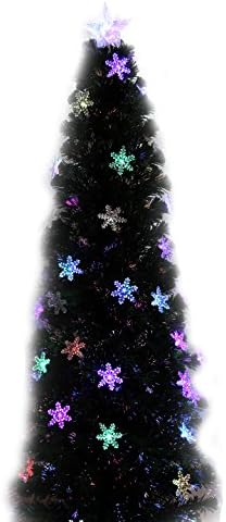 7' Artificial Christmas Tree Fiber Optic Pre-lit Tree LED Holiday Stand Green